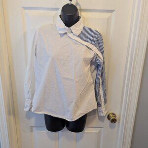 Simu white and blue buttoned shirt